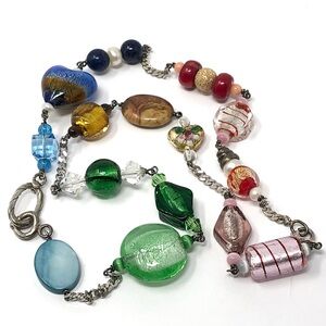 Artisan-made art glass bead and sterling silver necklace - 21.5" long